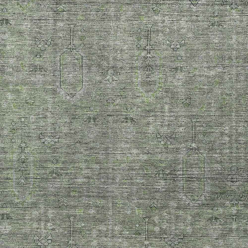 5' X 8' Fern Green And Gray Southwestern Washable Indoor Outdoor Area Rug