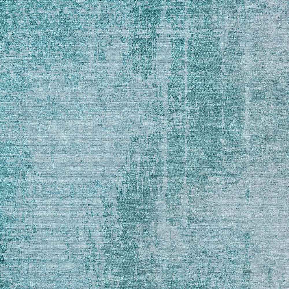 5' X 8' Aqua Teal Blue And Gray Abstract Washable Indoor Outdoor Area Rug
