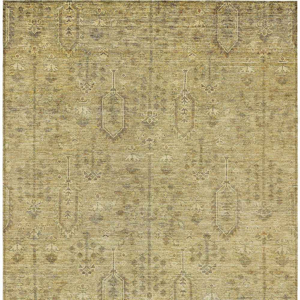 8' X 10' Gold And Taupe Southwestern Washable Indoor Outdoor Area Rug