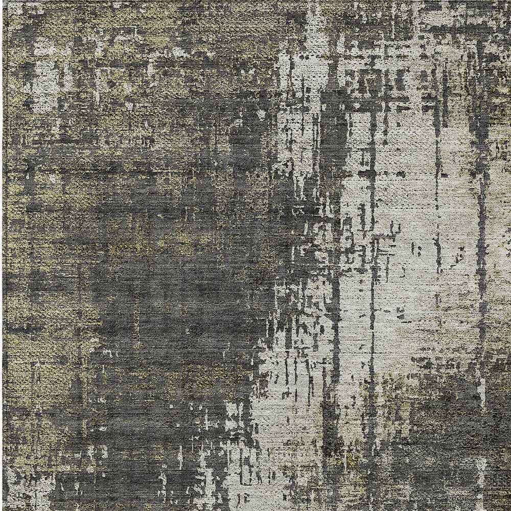10' X 14' Taupe Beige And Olive Green Abstract Washable Indoor Outdoor Area Rug