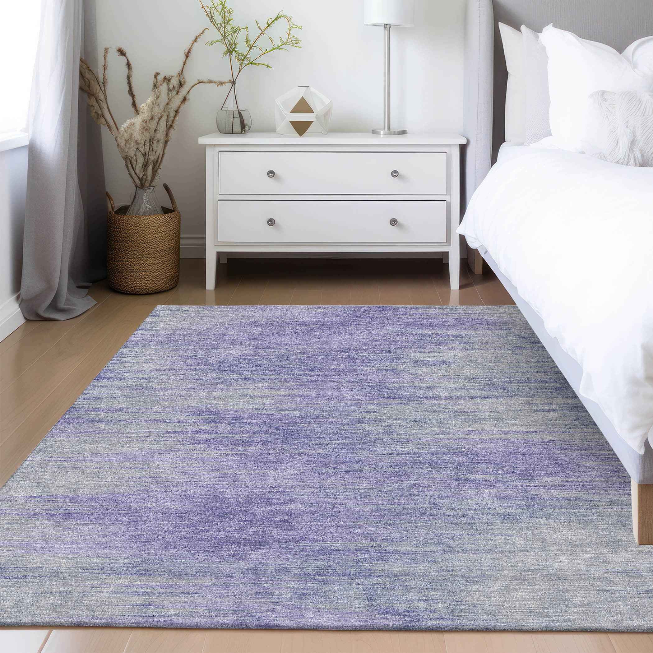 3' X 5' Plum And Purple Abstract Washable Indoor Outdoor Area Rug