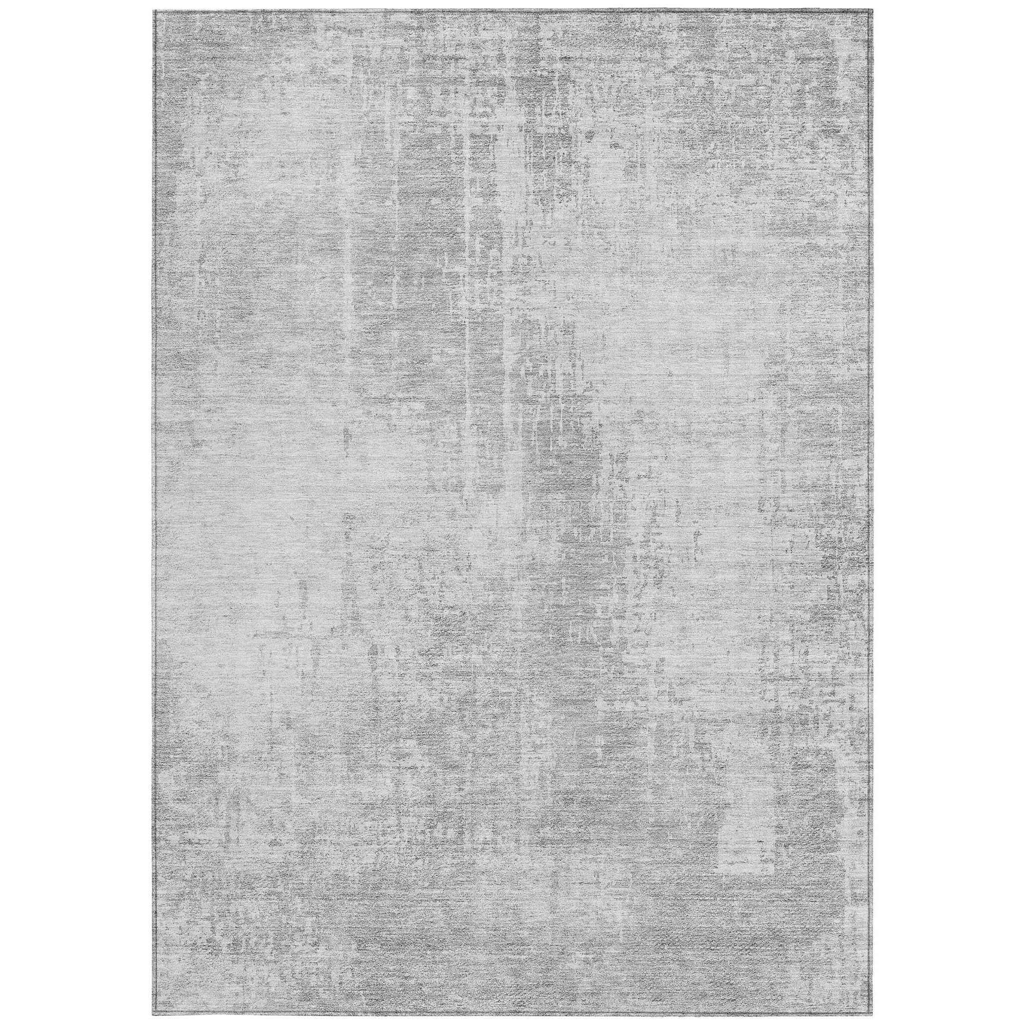 3' X 5' Silver And Gray Abstract Washable Indoor Outdoor Area Rug