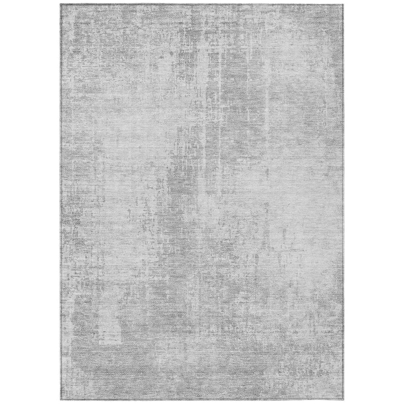 3' X 5' Silver And Gray Abstract Washable Indoor Outdoor Area Rug