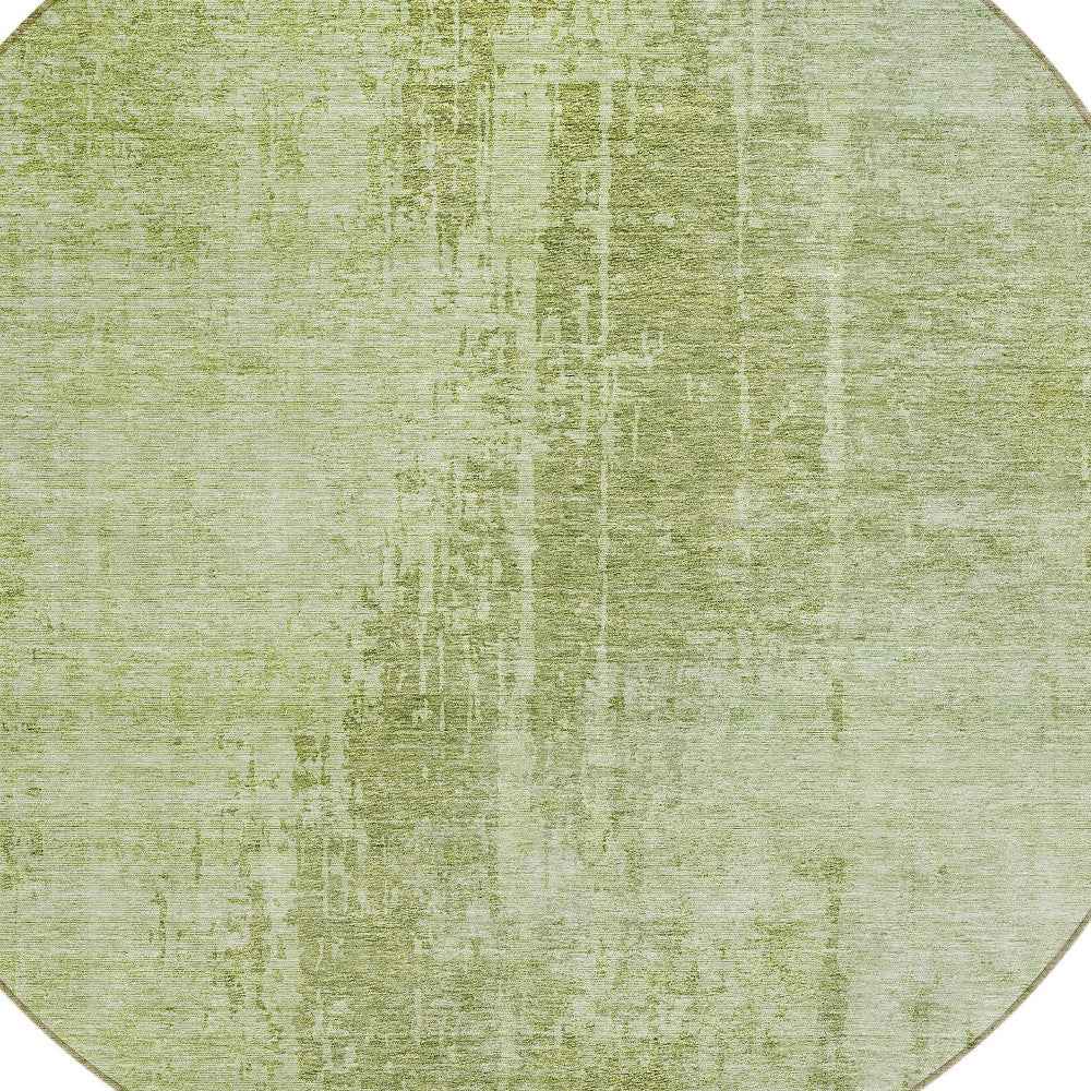 8' Sage And Green Round Abstract Washable Indoor Outdoor Area Rug