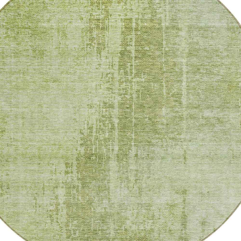 8' Sage And Green Round Abstract Washable Indoor Outdoor Area Rug
