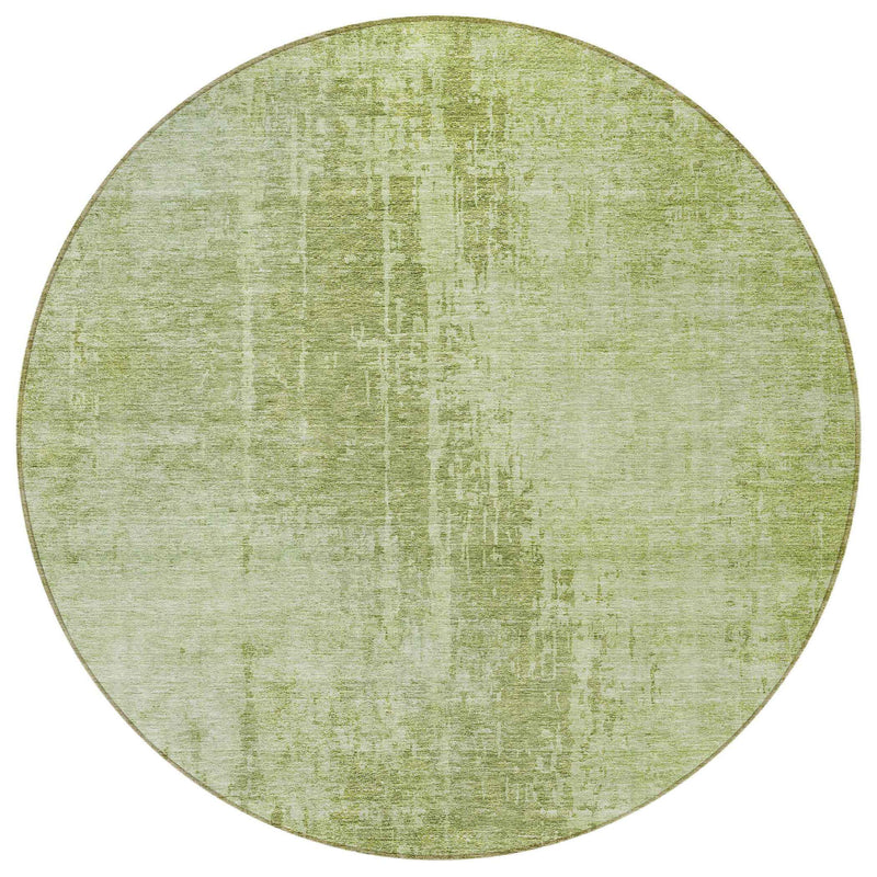8' Sage And Green Round Abstract Washable Indoor Outdoor Area Rug