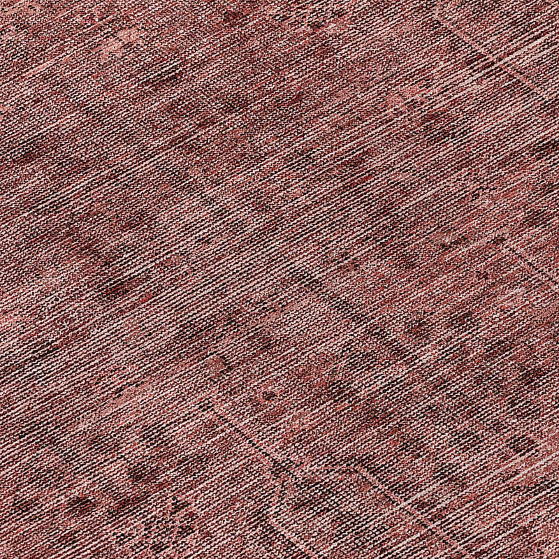 8' Orange And Copper Round Southwestern Washable Indoor Outdoor Area Rug