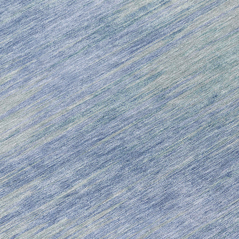 8' Denim Blue And Sky Blue Round Abstract Washable Indoor Outdoor Area Rug