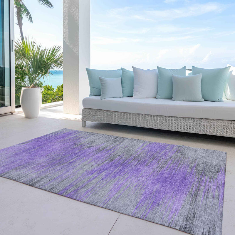 10' X 14' Purple Gray And Charcoal Abstract Washable Indoor Outdoor Area Rug