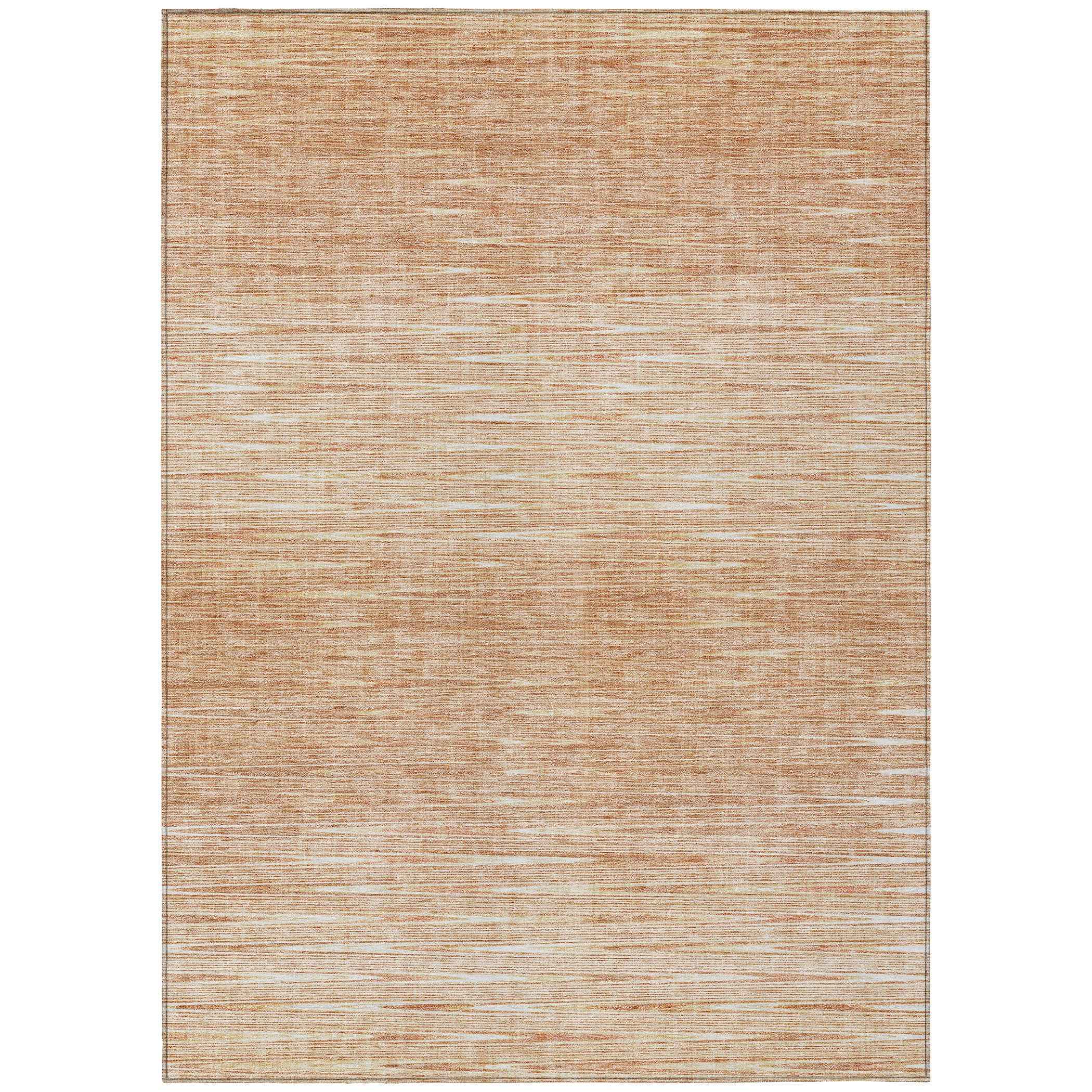 8' X 10' Salmon And Ivory Abstract Washable Indoor Outdoor Area Rug