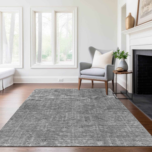 8' X 10' Gray And Charcoal Southwestern Washable Indoor Outdoor Area Rug