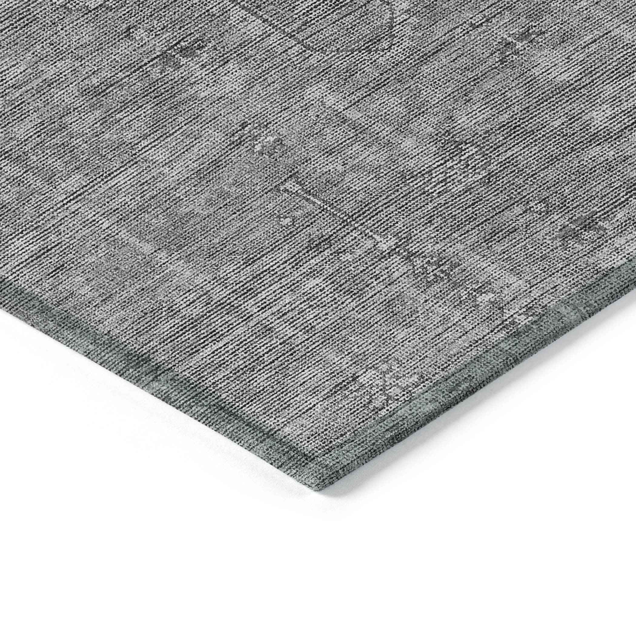 8' X 10' Gray And Charcoal Southwestern Washable Indoor Outdoor Area Rug