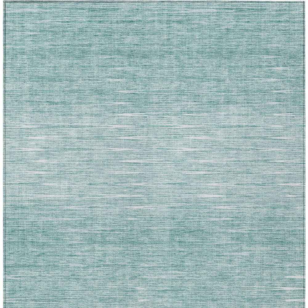 5' X 8' Aqua And Ivory Abstract Washable Indoor Outdoor Area Rug