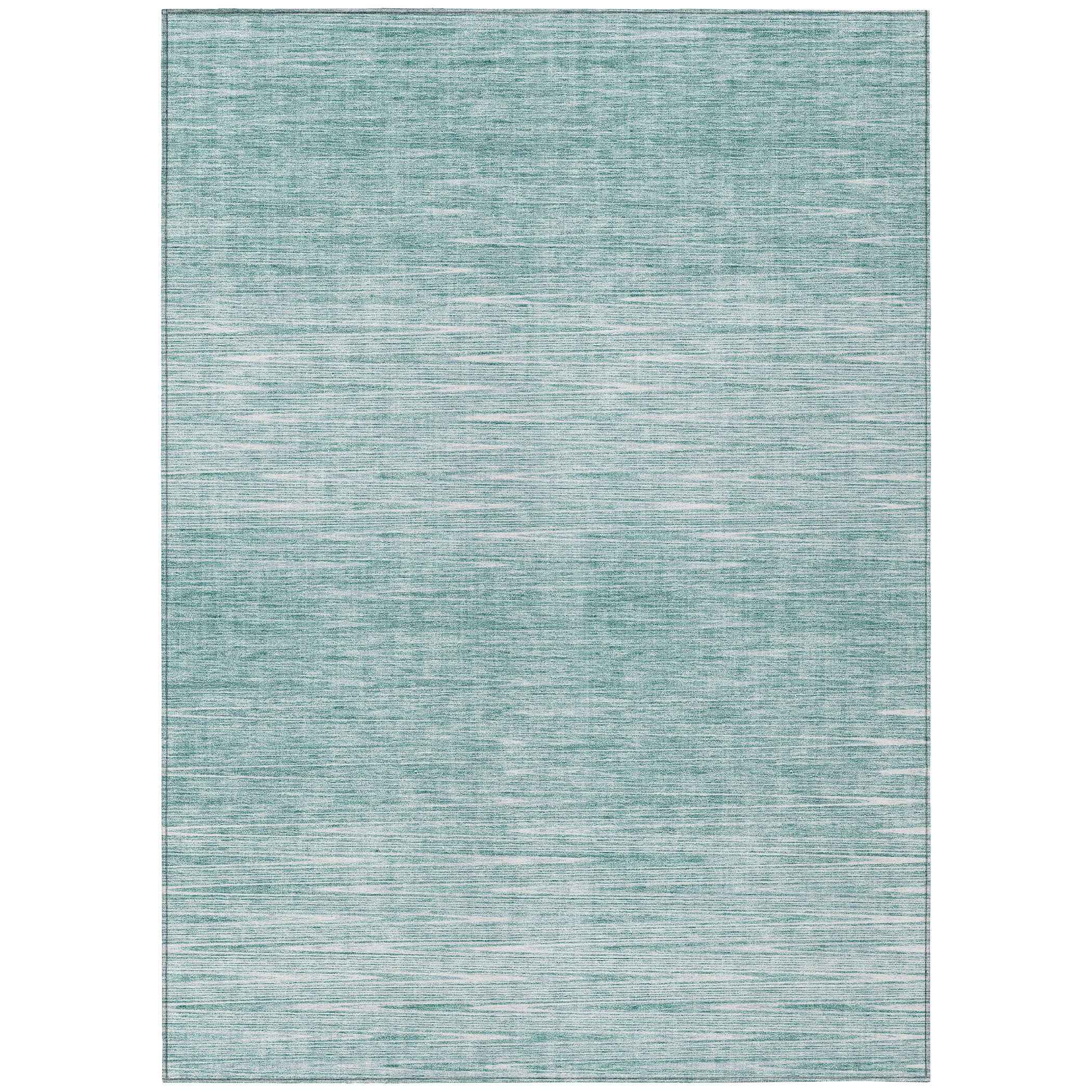 5' X 8' Aqua And Ivory Abstract Washable Indoor Outdoor Area Rug