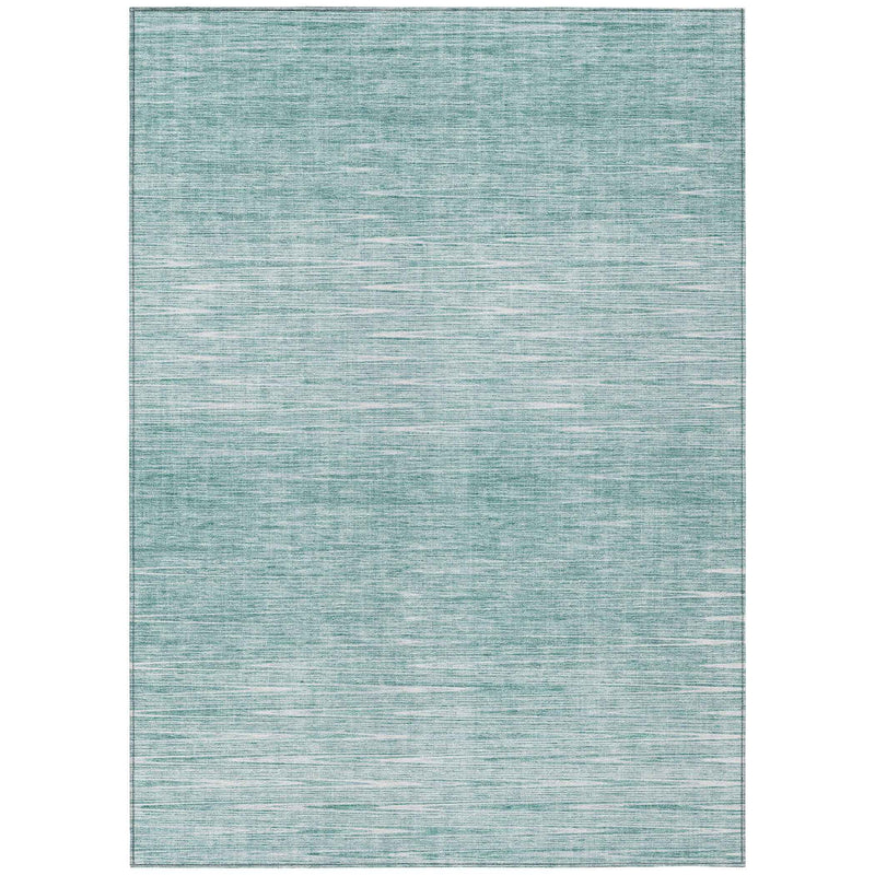 5' X 8' Aqua And Ivory Abstract Washable Indoor Outdoor Area Rug