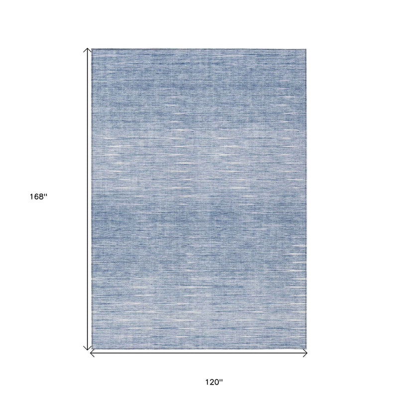 10' X 14' Denim Blue And Blue Abstract Washable Indoor Outdoor Area Rug