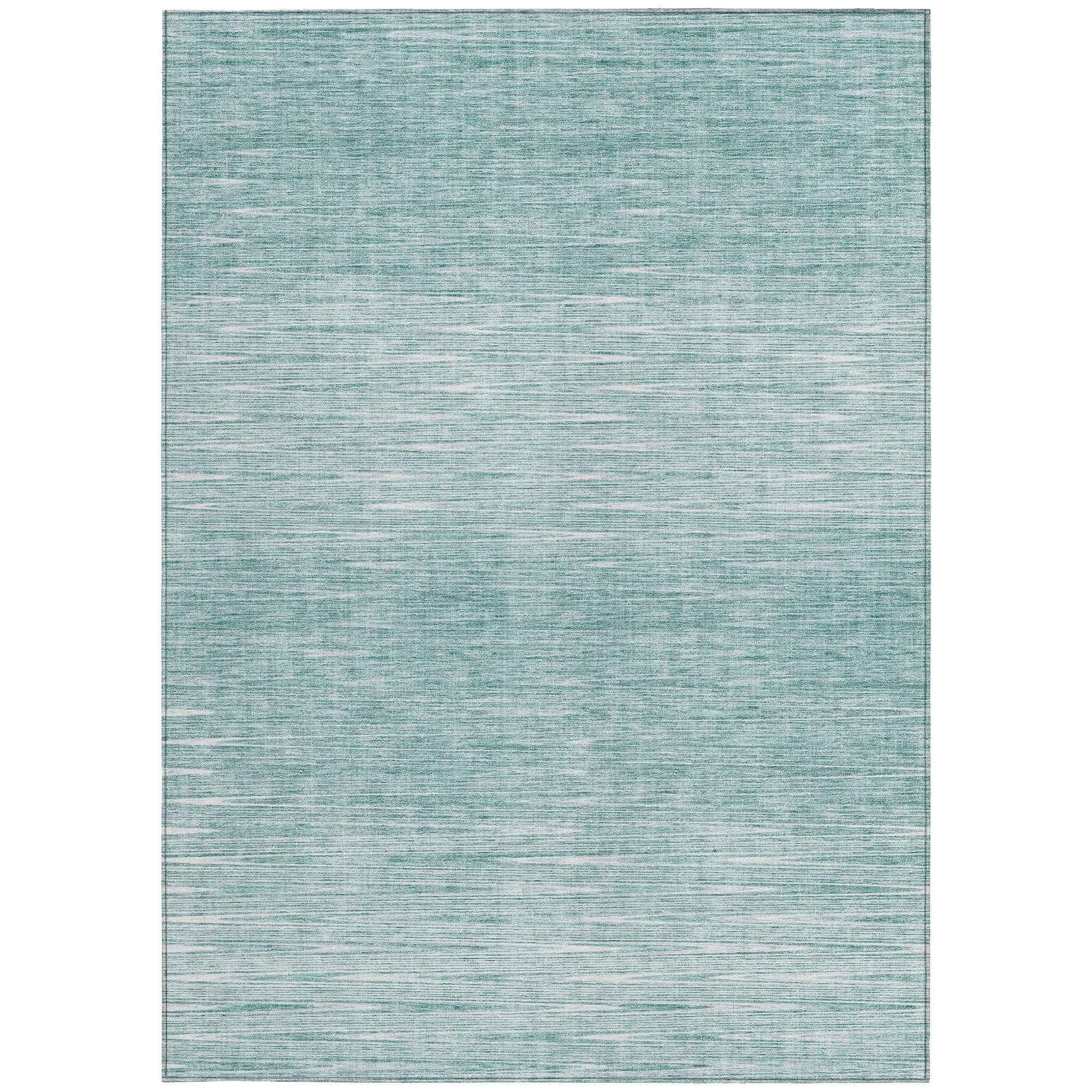 8' X 10' Aqua And Ivory Abstract Washable Indoor Outdoor Area Rug