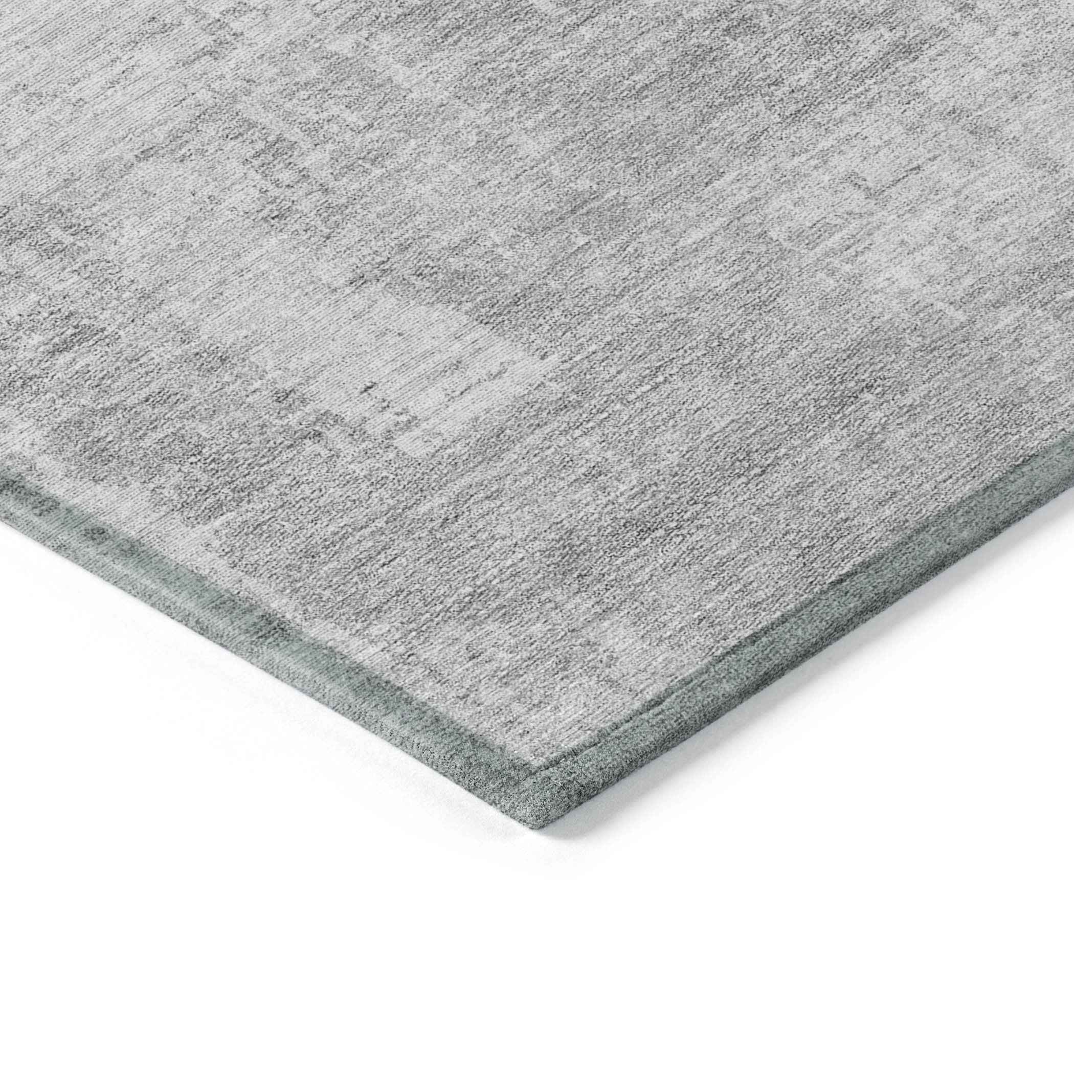 8' X 10' Silver And Gray Abstract Washable Indoor Outdoor Area Rug
