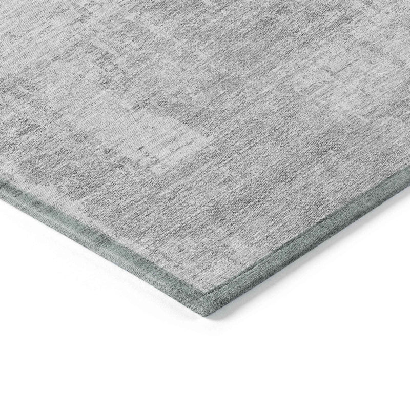 8' X 10' Silver And Gray Abstract Washable Indoor Outdoor Area Rug