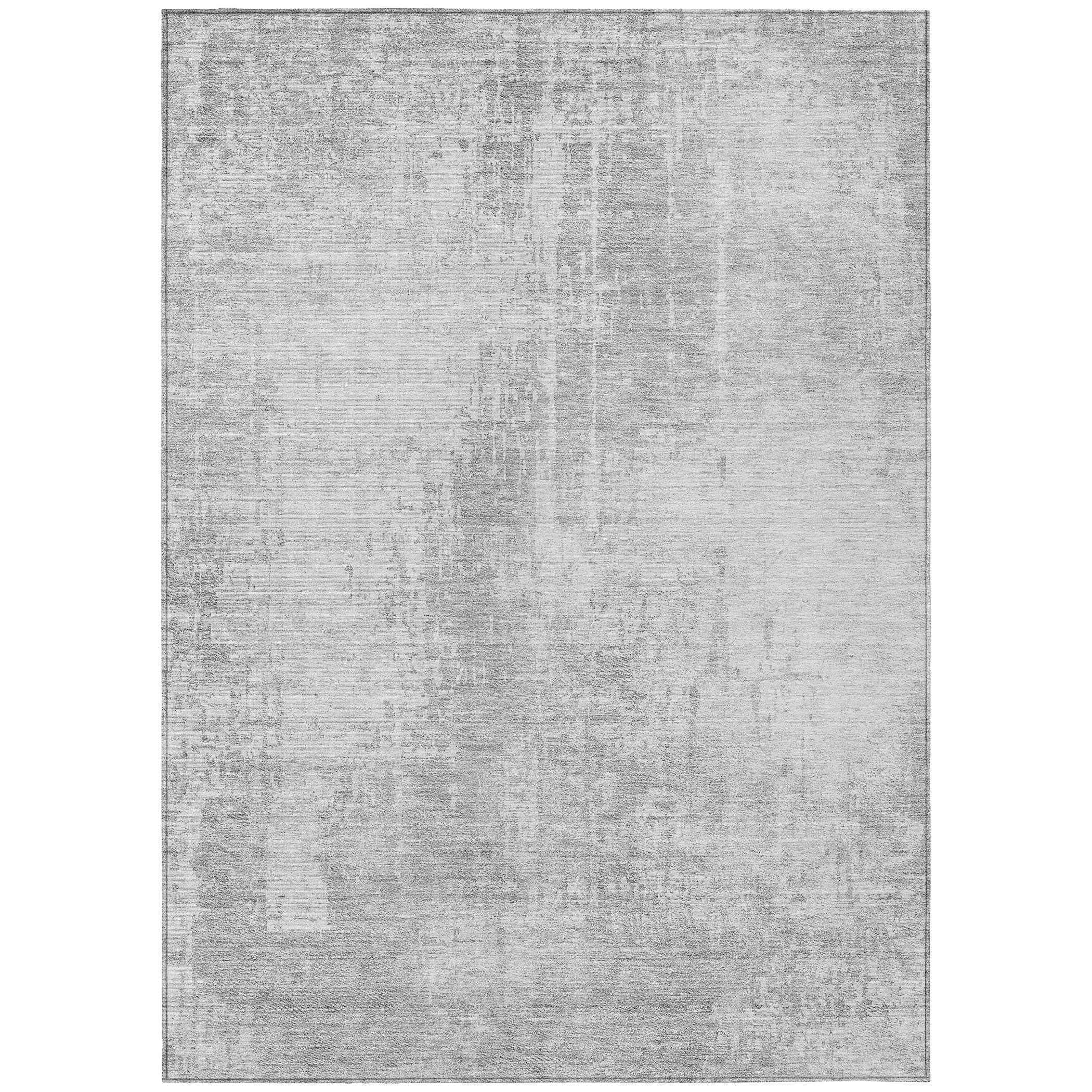 8' X 10' Silver And Gray Abstract Washable Indoor Outdoor Area Rug