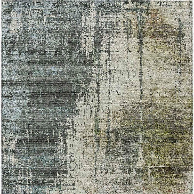 5' X 8' Sage Beige And Brown Abstract Washable Indoor Outdoor Area Rug
