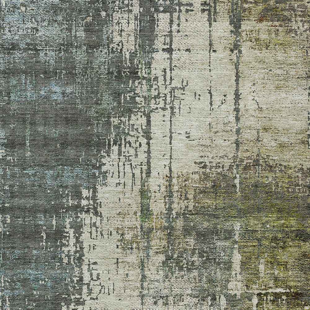 5' X 8' Sage Beige And Brown Abstract Washable Indoor Outdoor Area Rug