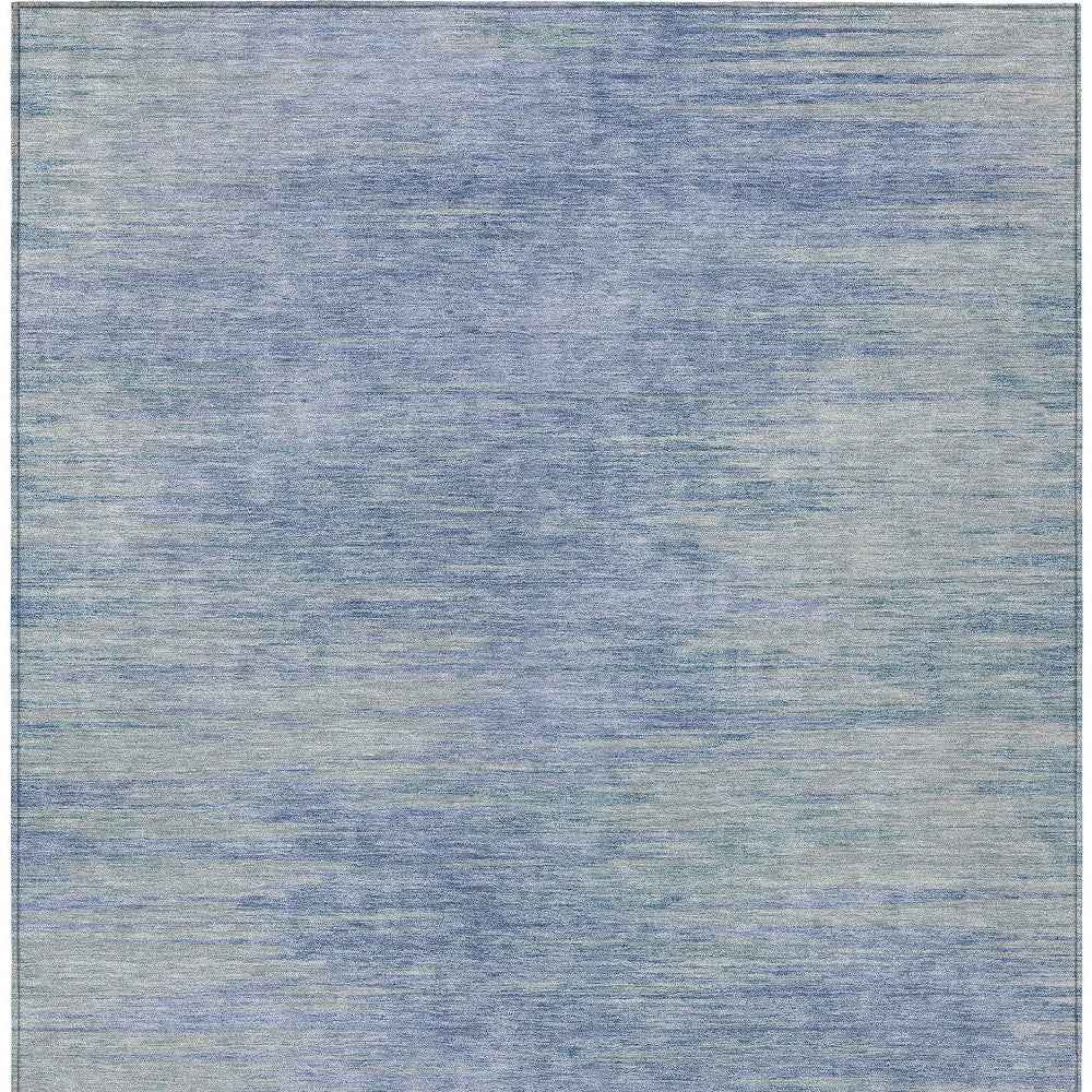 5' X 8' Denim Blue And Sky Blue Abstract Washable Indoor Outdoor Area Rug