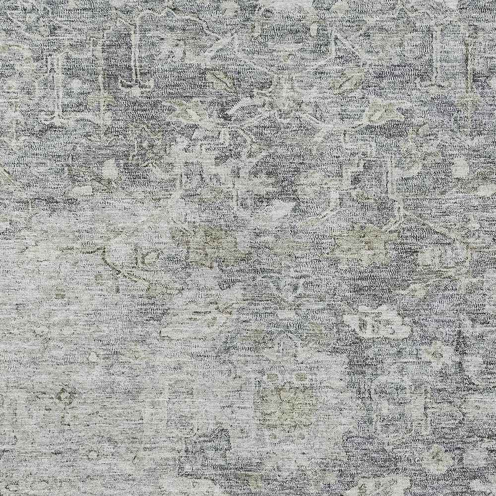 8' X 10' Gray Beige And Charcoal Oriental Washable Indoor Outdoor Area Rug