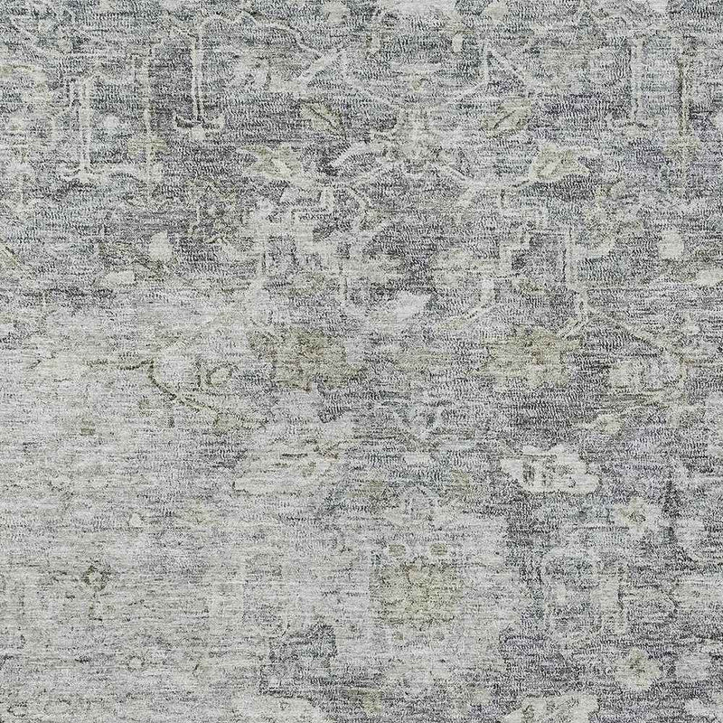 8' X 10' Gray Beige And Charcoal Oriental Washable Indoor Outdoor Area Rug
