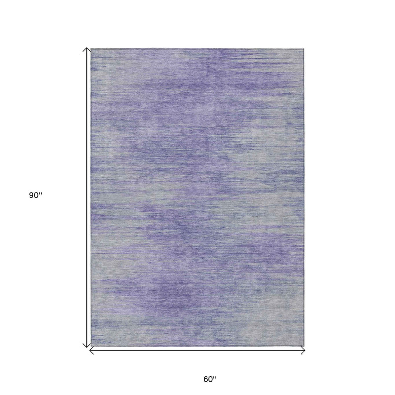 5' X 8' Plum And Purple Abstract Washable Indoor Outdoor Area Rug