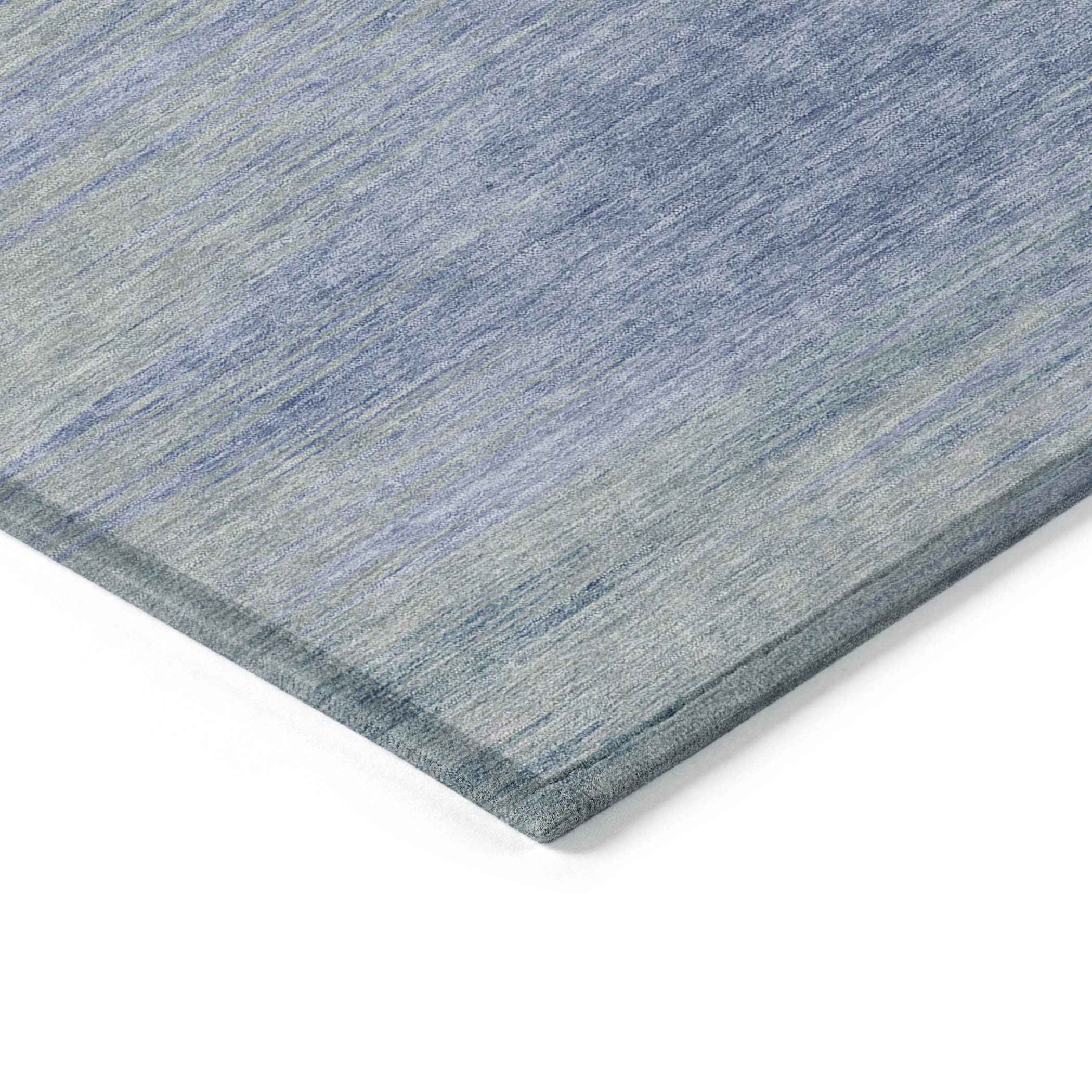 10' X 14' Denim Blue And Sky Blue Abstract Washable Indoor Outdoor Area Rug