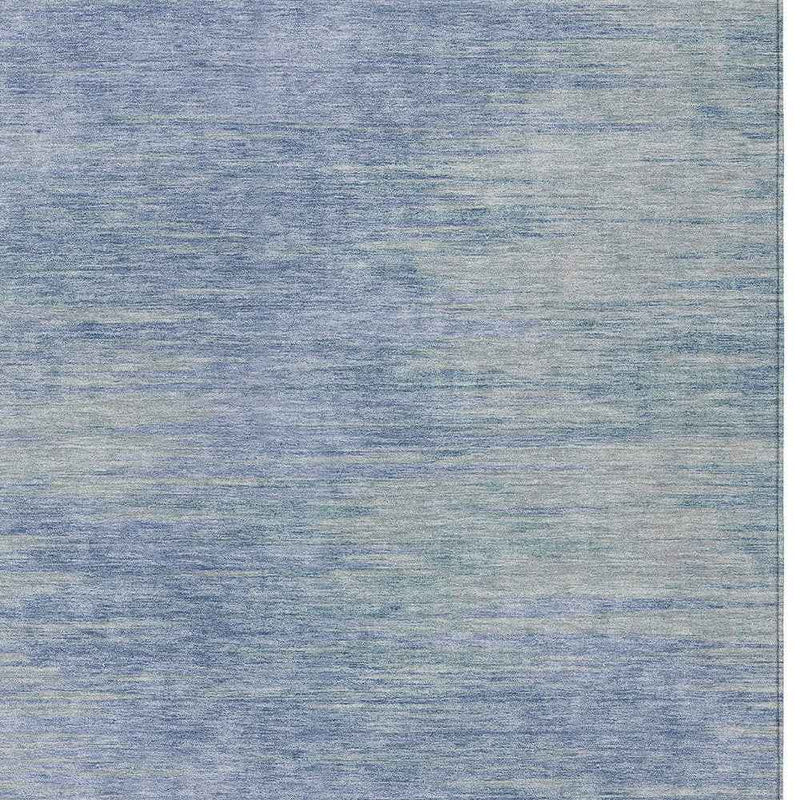 10' X 14' Denim Blue And Sky Blue Abstract Washable Indoor Outdoor Area Rug