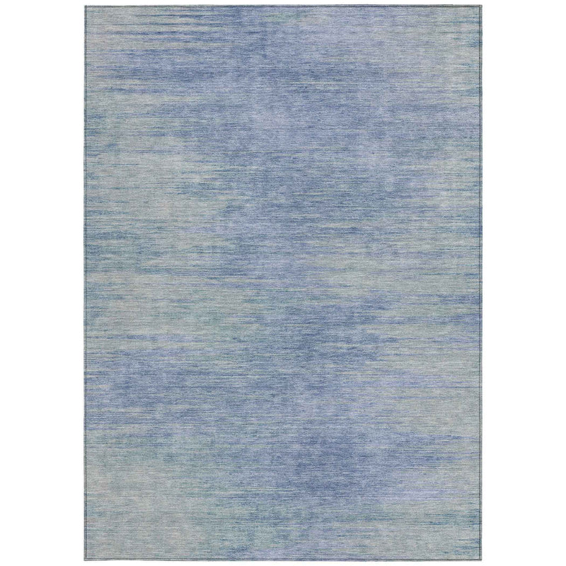 5' X 8' Denim Blue And Sky Blue Abstract Washable Indoor Outdoor Area Rug