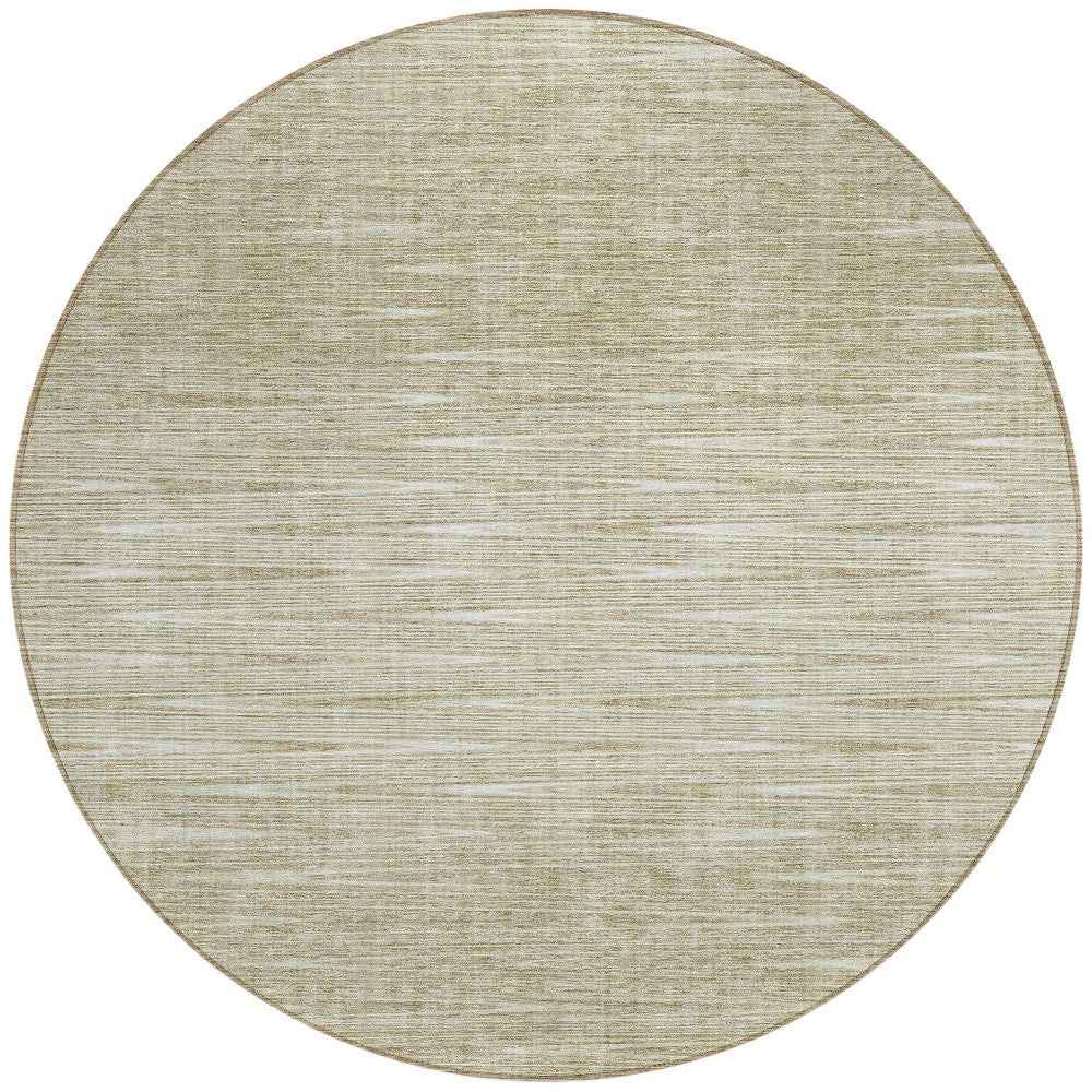 8' Khaki And Beige Round Abstract Washable Indoor Outdoor Area Rug
