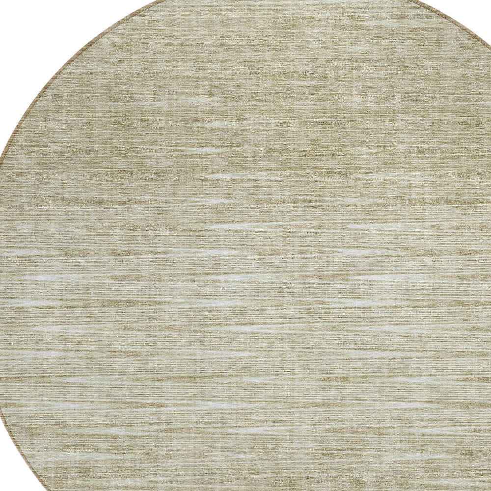 8' Khaki And Beige Round Abstract Washable Indoor Outdoor Area Rug