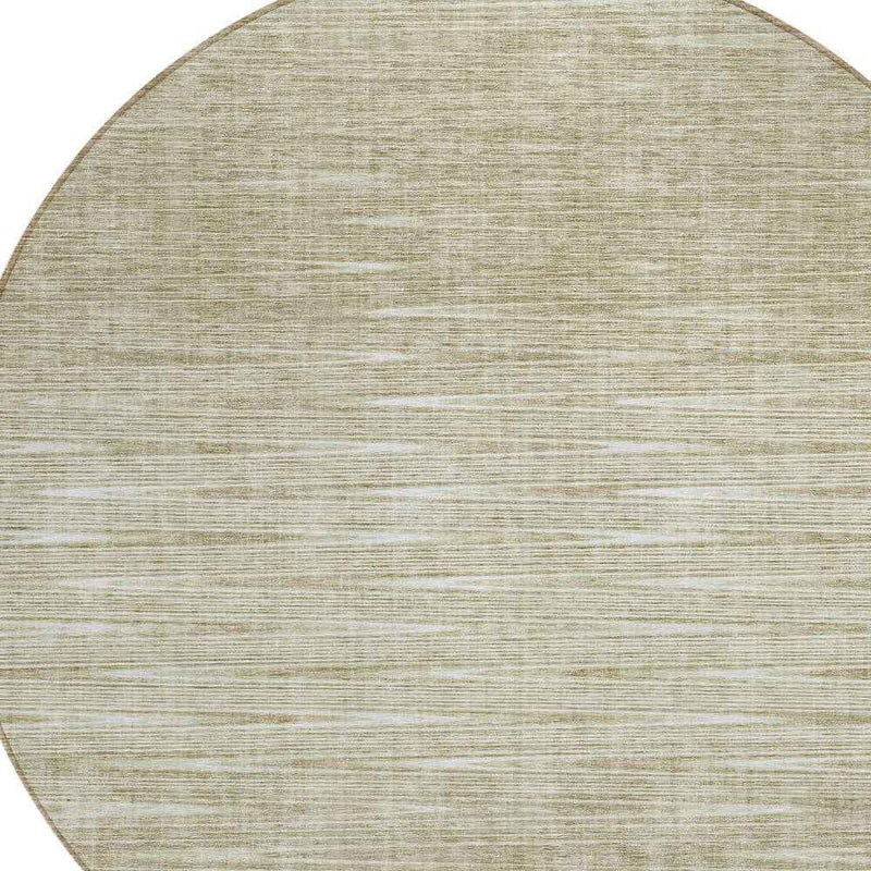 8' Khaki And Beige Round Abstract Washable Indoor Outdoor Area Rug
