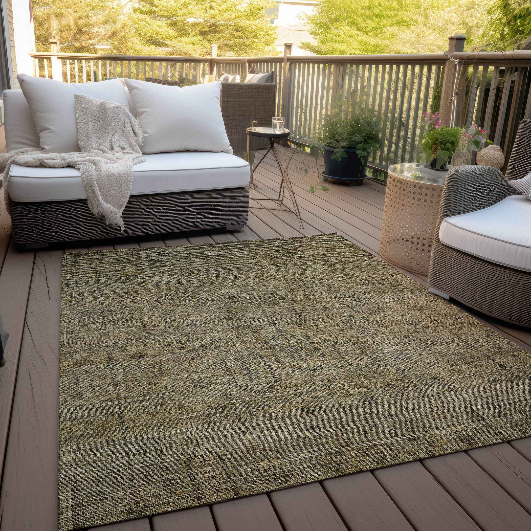 8' X 10' Brown And Beige Southwestern Washable Indoor Outdoor Area Rug