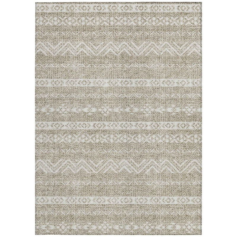 5' X 8' Beige And Ivory Southwestern Washable Indoor Outdoor Area Rug