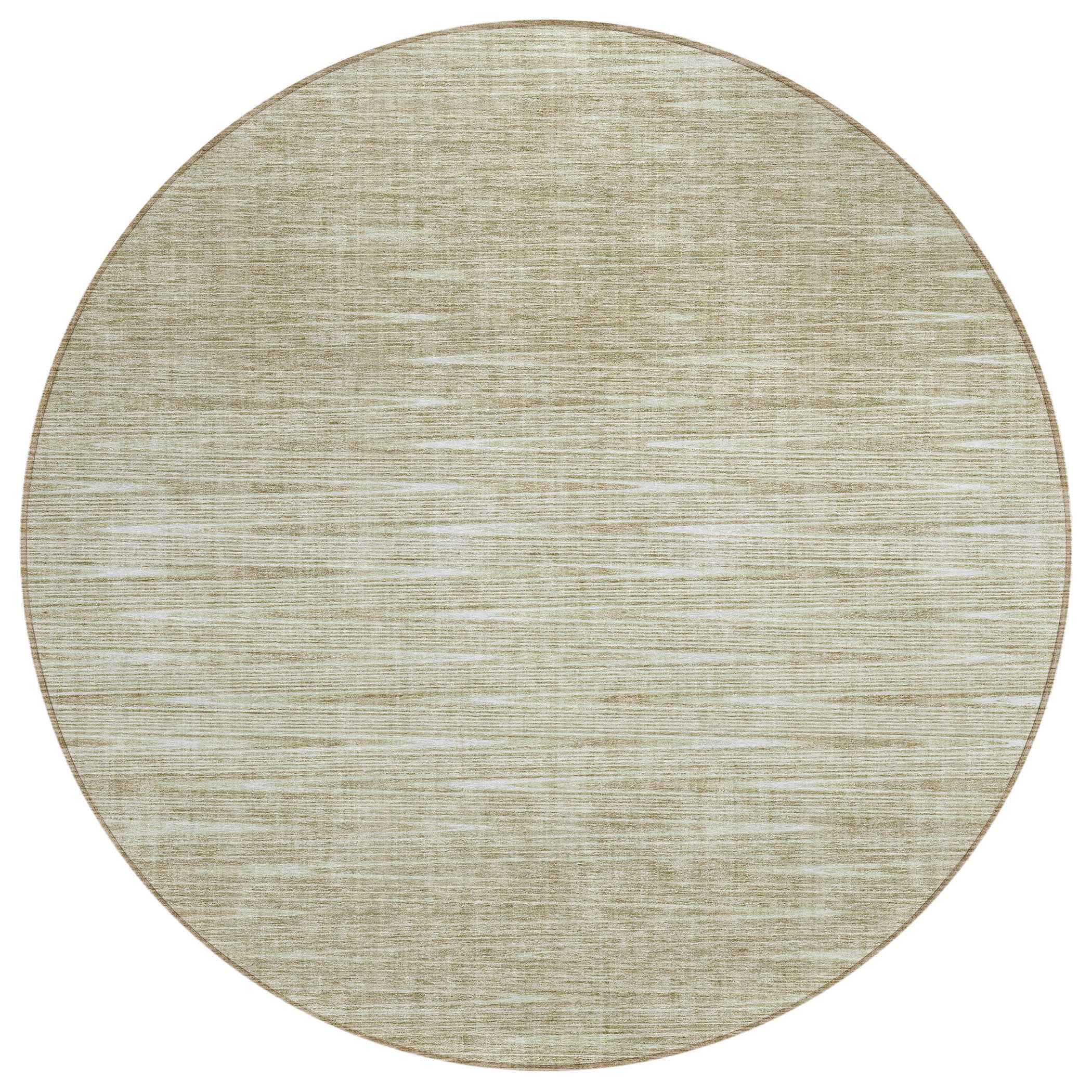 8' Khaki And Beige Round Abstract Washable Indoor Outdoor Area Rug