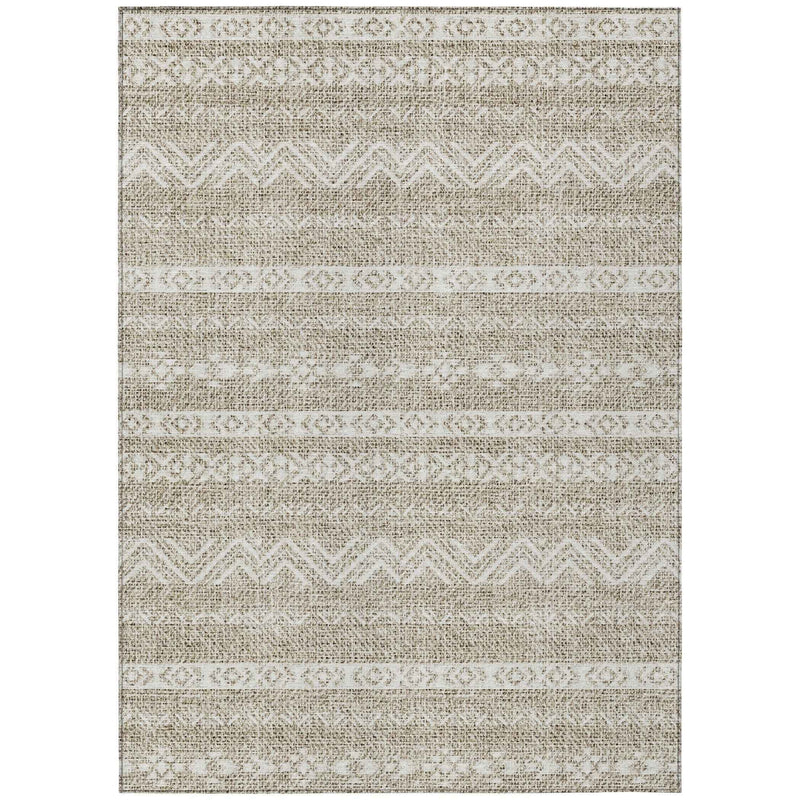 5' X 8' Beige And Ivory Southwestern Washable Indoor Outdoor Area Rug