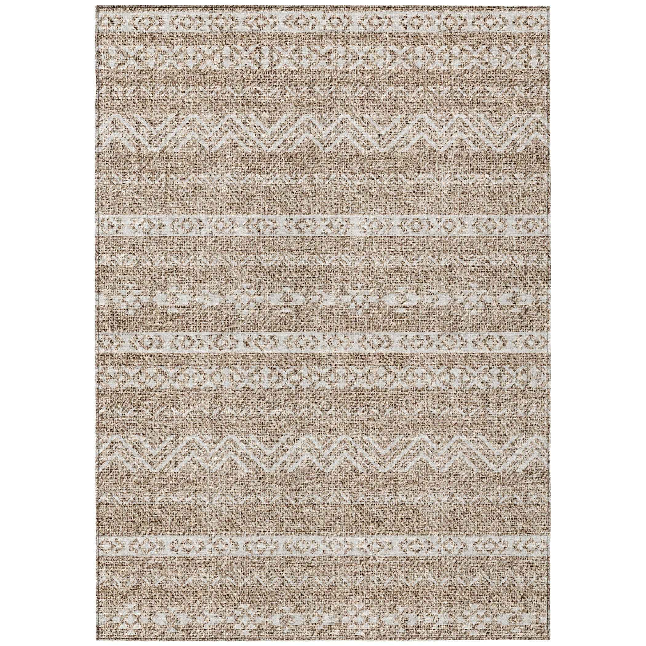 3' X 5' Brown And Beige Southwestern Washable Indoor Outdoor Area Rug