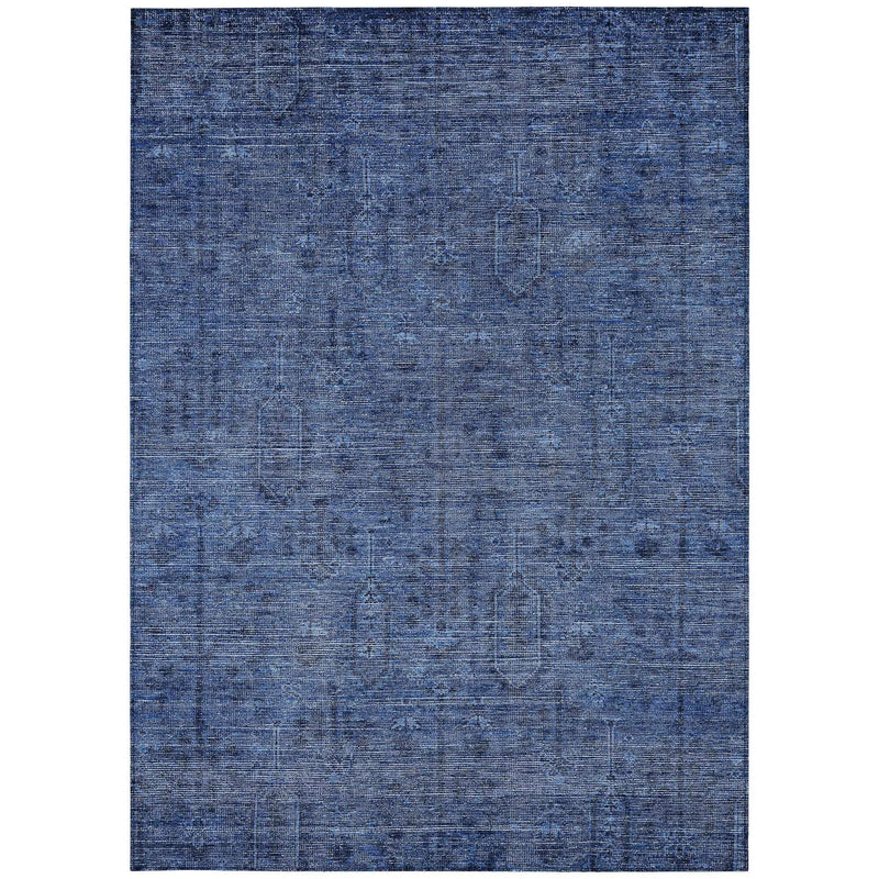 8' X 10' Navy Blue And Blue Southwestern Washable Indoor Outdoor Area Rug