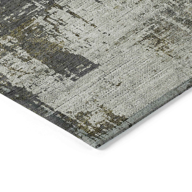 8' X 10' Taupe Beige And Olive Green Abstract Washable Indoor Outdoor Area Rug
