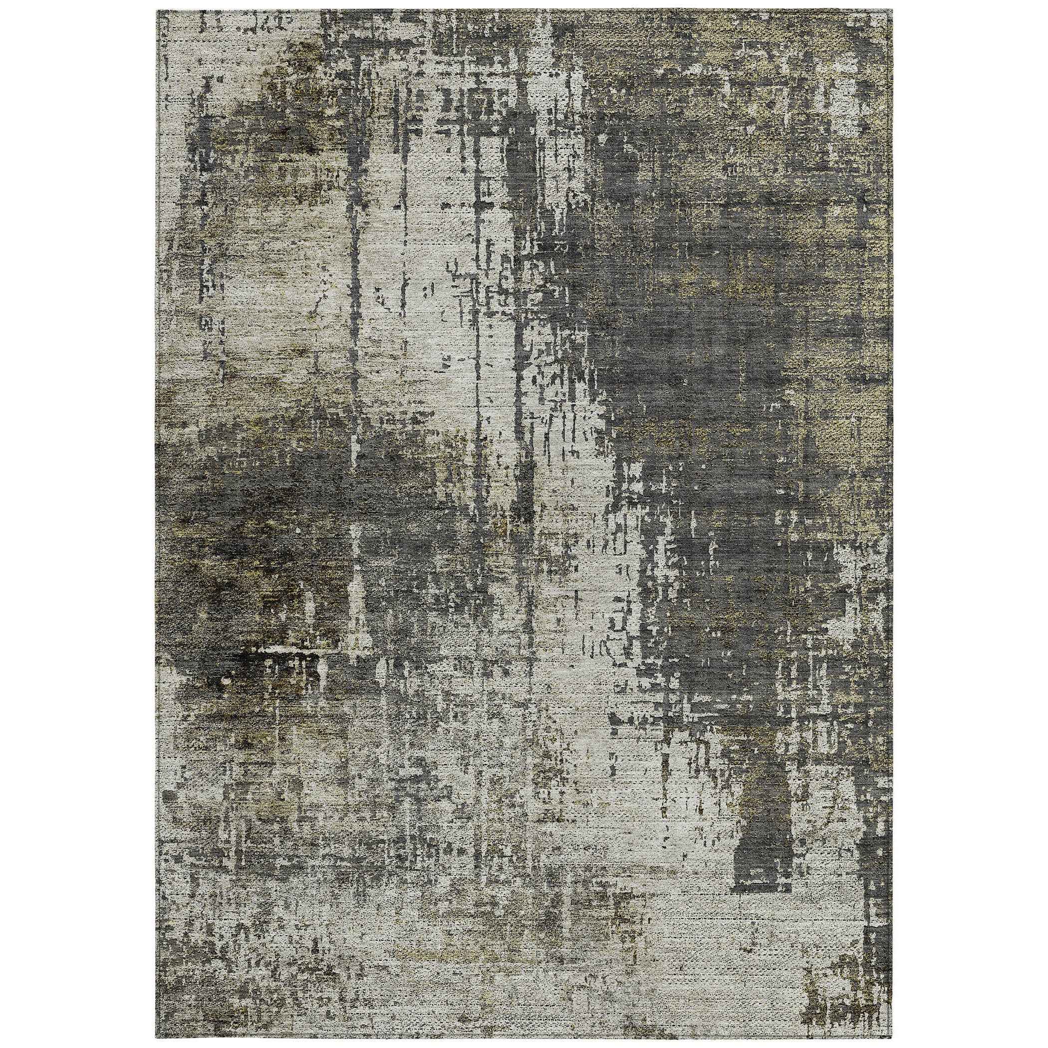 8' X 10' Taupe Beige And Olive Green Abstract Washable Indoor Outdoor Area Rug