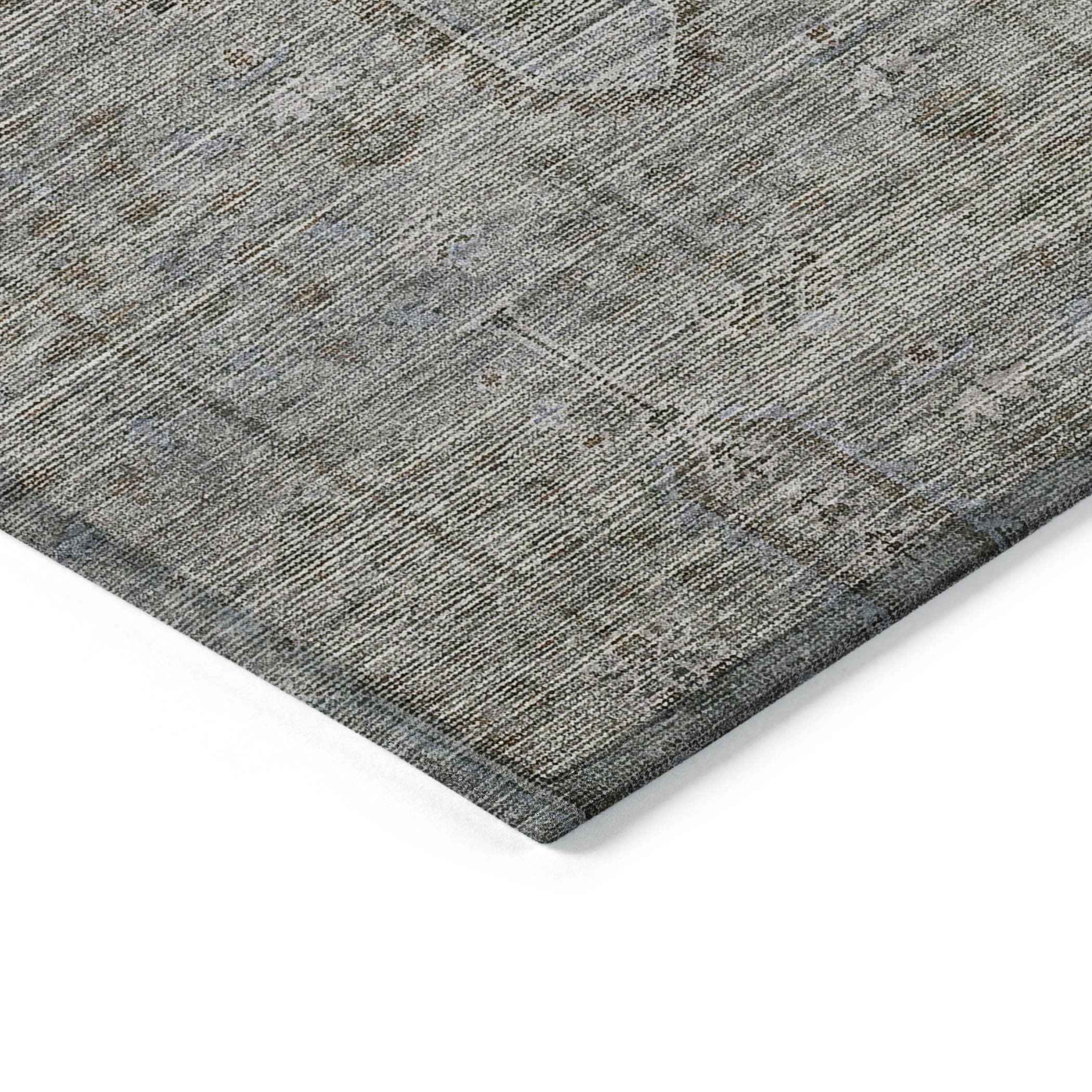 10' X 14' Gray And Silver Southwestern Washable Indoor Outdoor Area Rug