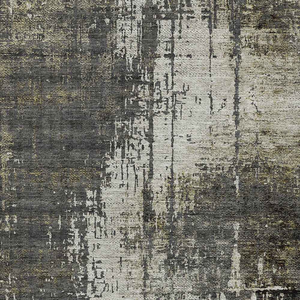 3' X 5' Taupe Beige And Olive Green Abstract Washable Indoor Outdoor Area Rug