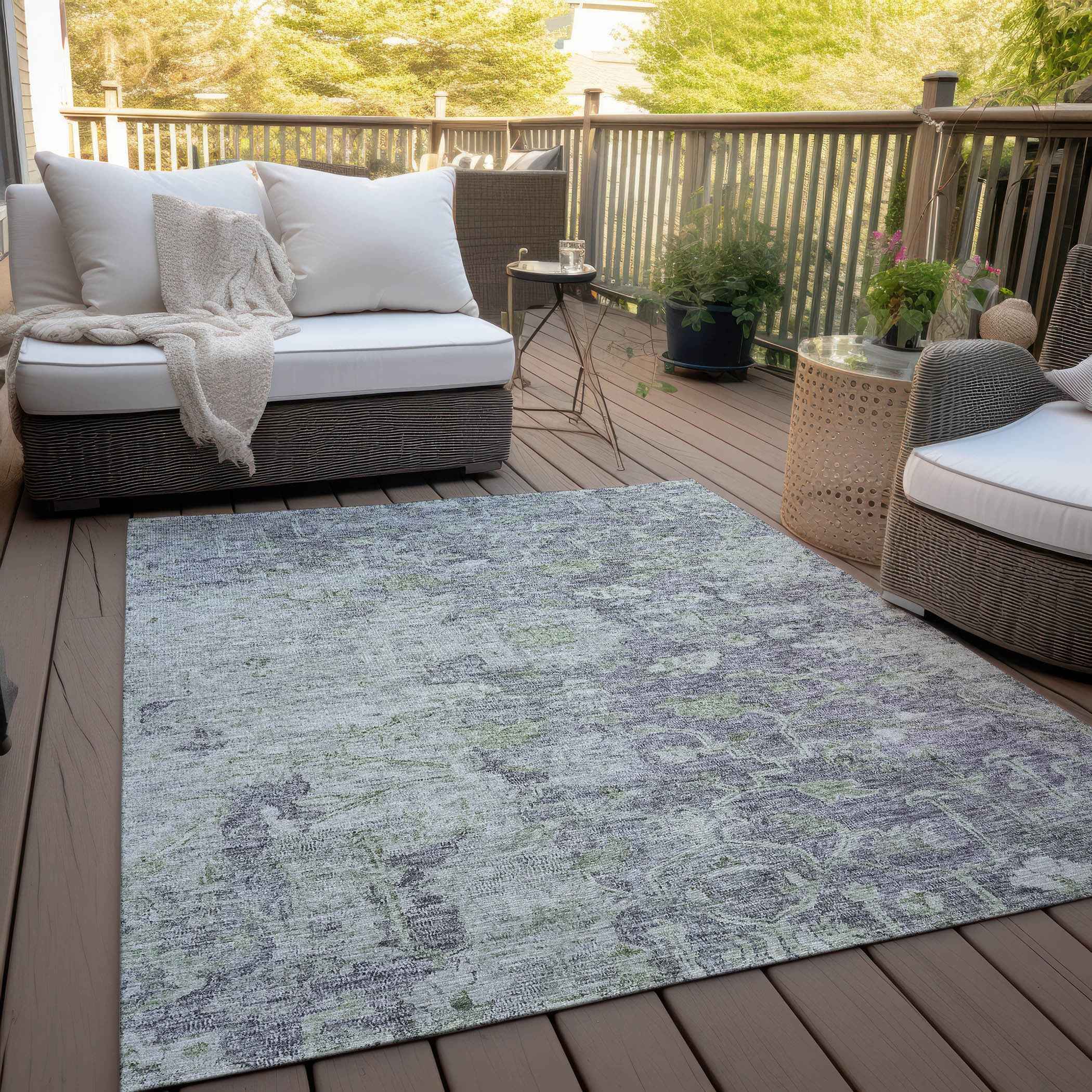 3' X 5' Plum Purple And Olive Green Oriental Washable Indoor Outdoor Area Rug