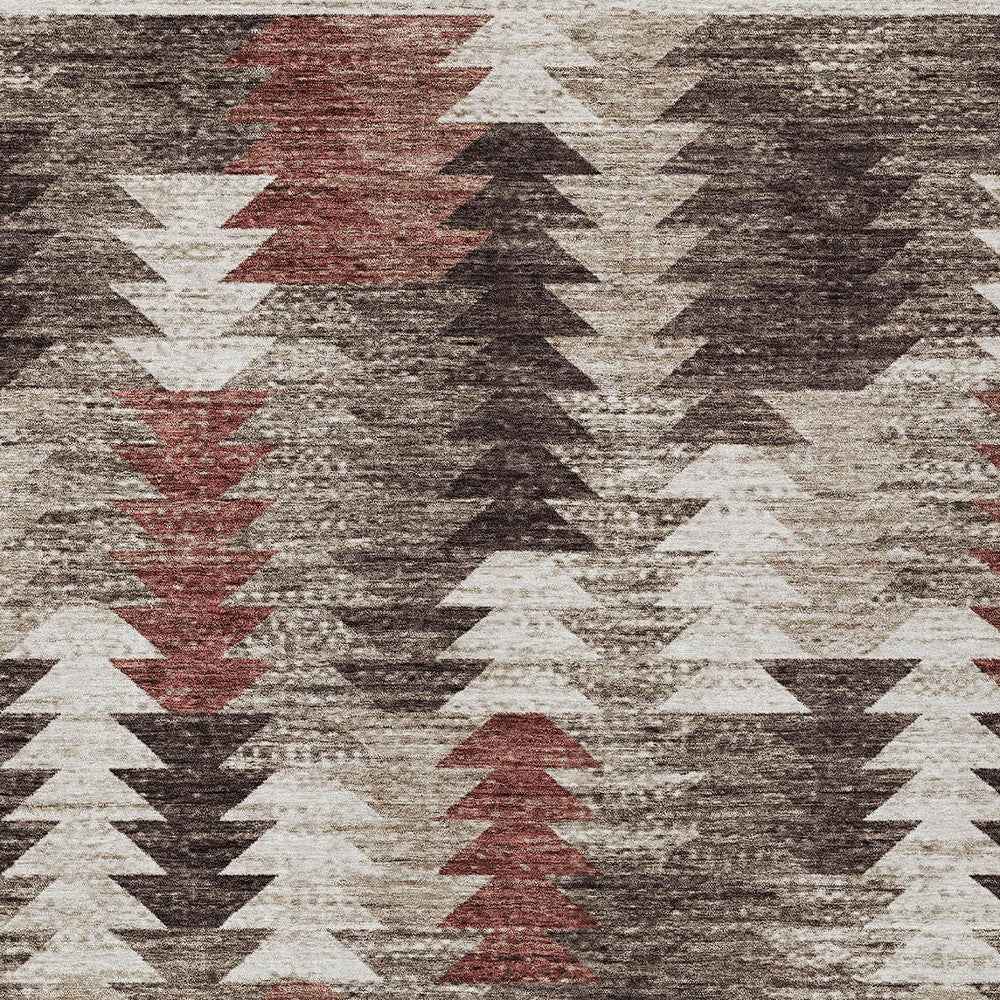 10' X 14' Brown And Ivory Southwestern Washable Indoor Outdoor Area Rug
