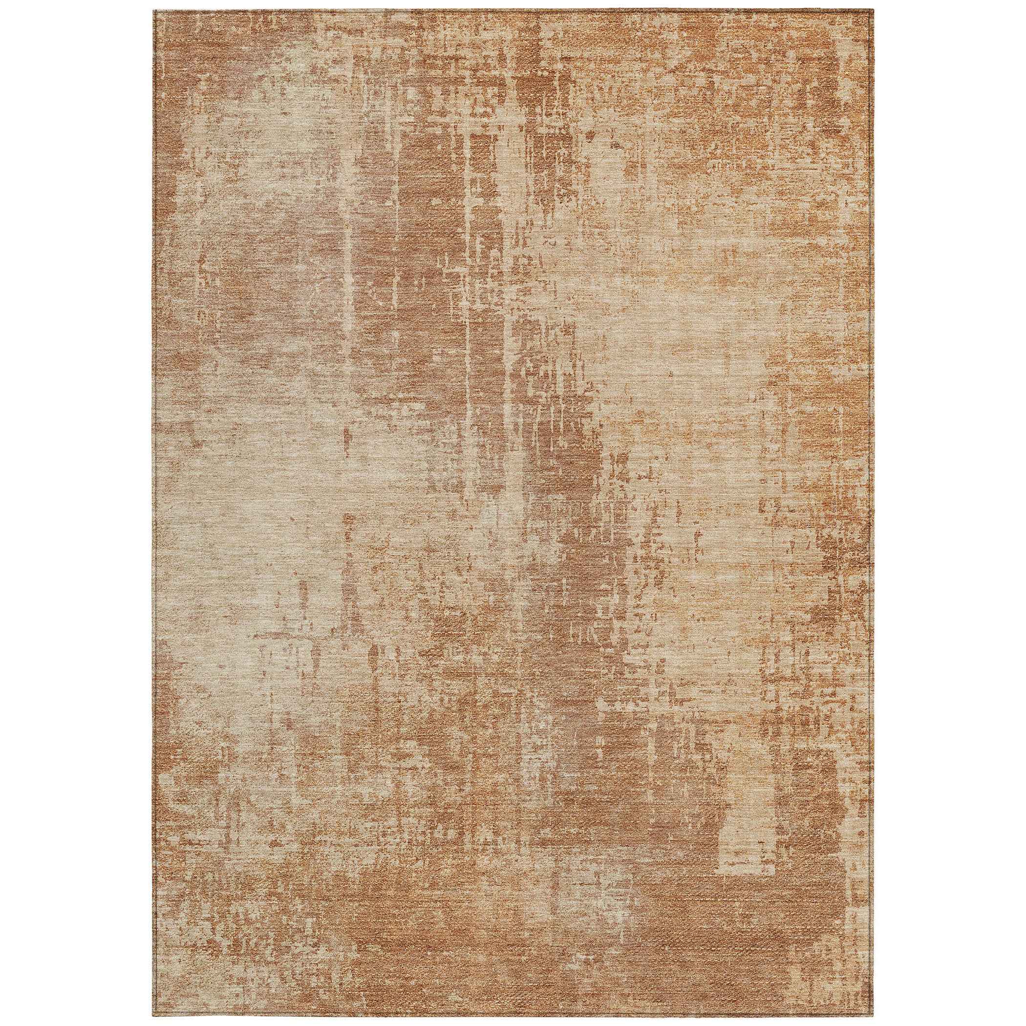 10' X 14' Terra Cotta And Copper Abstract Washable Indoor Outdoor Area Rug