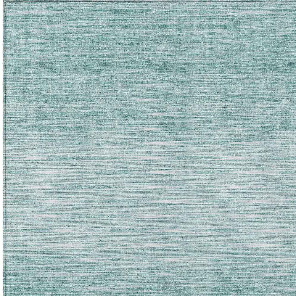 3' X 5' Aqua And Ivory Abstract Washable Indoor Outdoor Area Rug